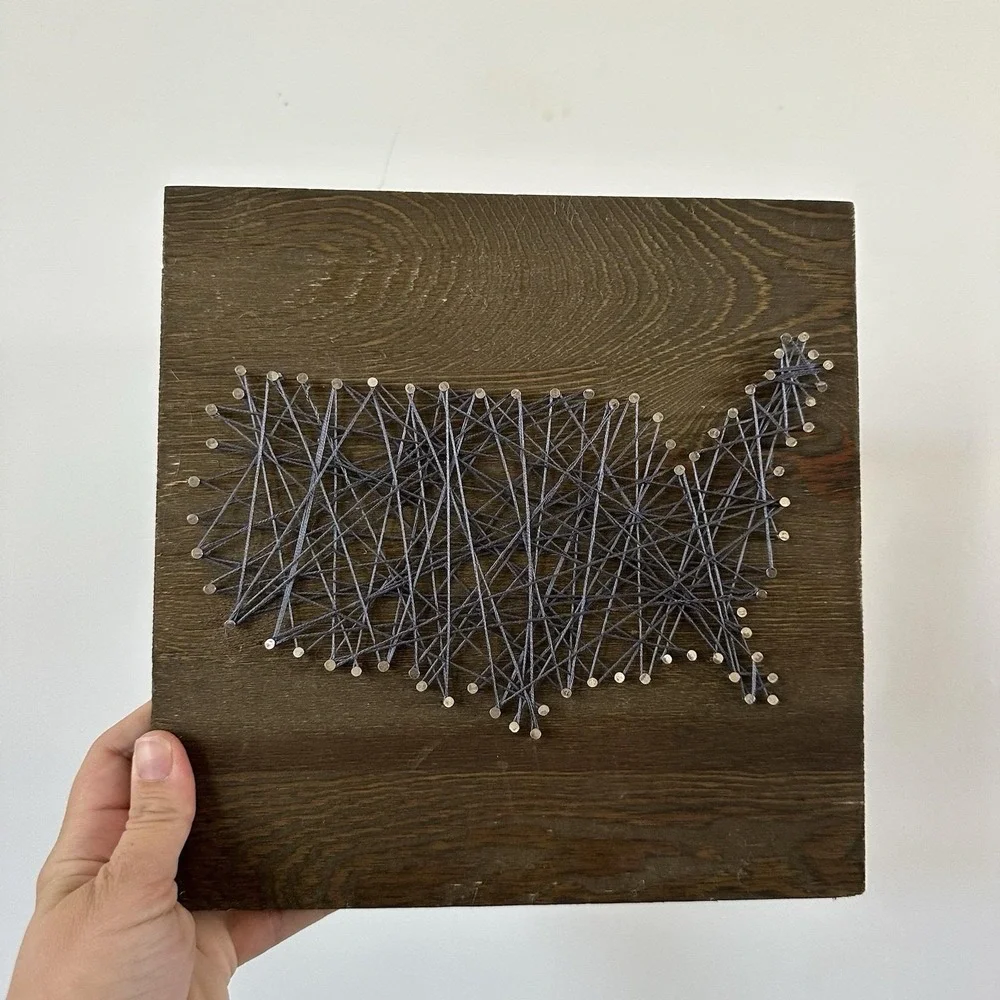 United States String Nail Wall Art Wooden 10x10‎